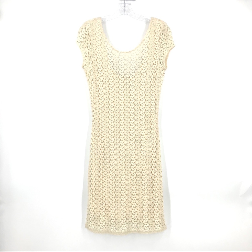 Free People Eyelet Crochet Dress Boho Knit Midi